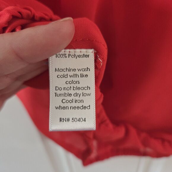 Marisol Women's Size Medium Sheer Cap Sleeve Blouse Red Relaxed Flowy Fit Summer - Picture 4 of 7